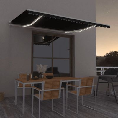 vidaXL Ručne zaťahovacia markíza s LED 450x350 cm antracitová