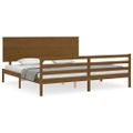 vidaXL Posteľný rám s čelom medovo-hnedý 200x200 cm masívne drevo