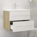 vidaXL Skrinka pod umývadlo biela+sonoma 60x38,5x48cm kompozitné drevo