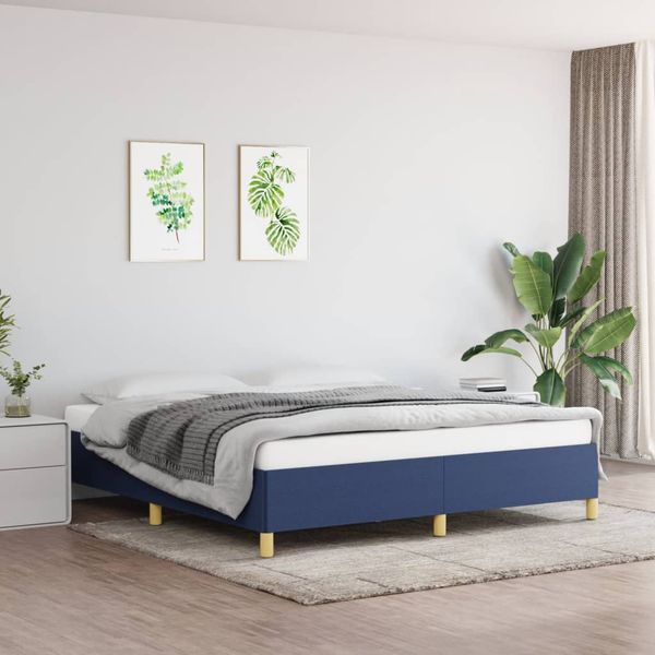 vidaXL Posteľ bez matraca modrý 180x200 cm látka