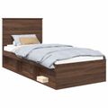 vidaXL Rám postele Hnedý dub 90 x 190 cm Masívne borovicové drevo