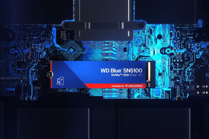 WD Blue SN5100 500GB SSD Powered by SANDISK / NVMe M.2 PCIe Gen4 / Interní / chladič / M.2 2280 SSD disk, interní, 500GB, M.2 2280, PCIe Gen4 x4, NVMe, 3D NAND QLC