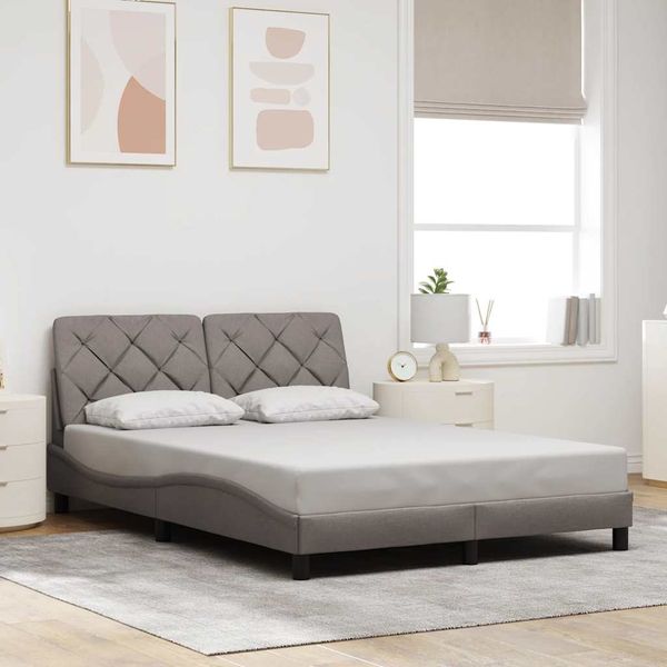 vidaXL Rám postele bez matraca sivohnedá 140x190 cm látka