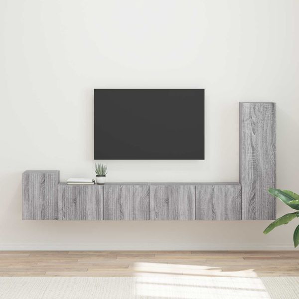 vidaXL Zostava TV skriniek Nástenný 3 pcs Sivý Sonoma Kompozitné drevo