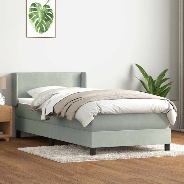 vidaXL Posteľný rám boxsping s matracom bledosivý 100x210 cm zamat