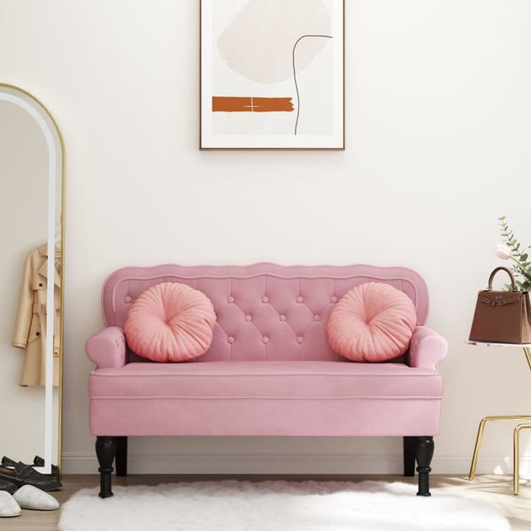 vidaXL Lavička s operadlom ružová 119,5x64,5x75 cm zamat