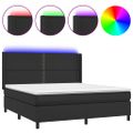 vidaXL Boxspring posteľ s matracom a LED čierna 180x200 cm umelá koža