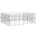 vidaXL 44-panelová klietka pre domáce zvieratá s dvierkami čierna 210x175x70 cm oceľová