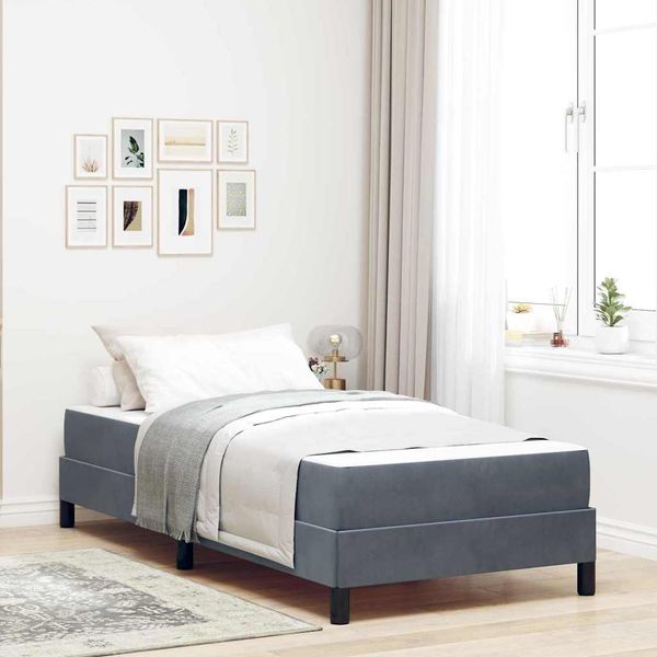 vidaXL Posteľ s pružinovým rámom Tmavo šedá 90 x 220 cm látka