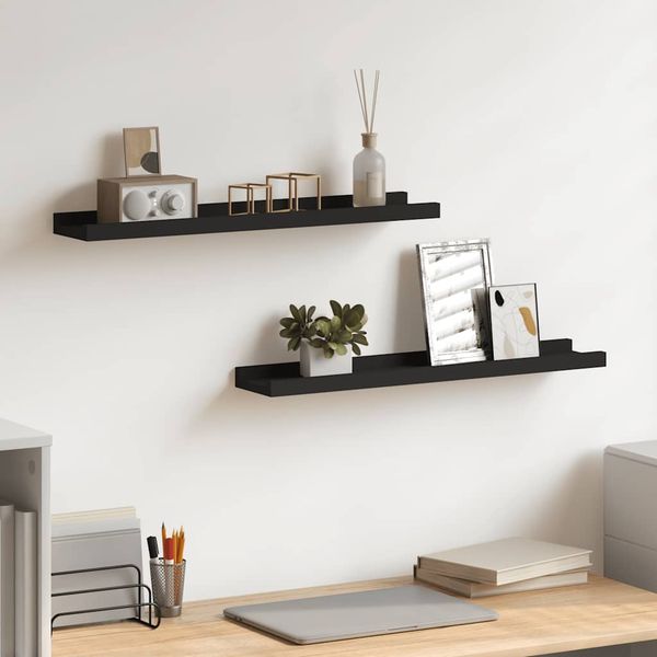 vidaXL Poličky na zarámované obrázky 2 ks čierne 60x9x3 cm MDF