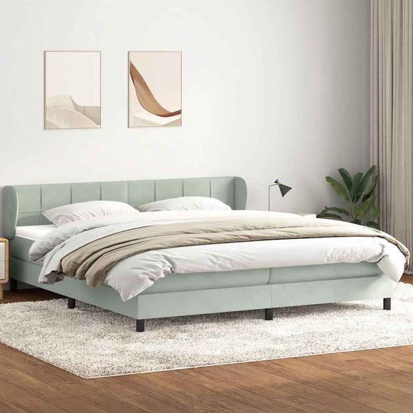 vidaXL Box Spring Posteľ s matracmi Svetlosivá 180x210 cm Zamat