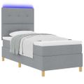vidaXL LED box s pružinami Svetlosivá 90 x 200 cm látka