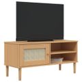 vidaXL TV skrinka SENJA ratanový vzhľad hnedá 106x40x49 cm borovica