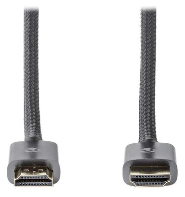 NEDIS PROFIGOLD Ultra High Speed HDMI 2.1 kábel/ 8K@60H/ zlacnené konektory HDMI-HDMI/ bavlna/ antracit/ BOX/ 5m Kabel, HDMI, Ultra High Speed, 8K pri 60hz, 4K pri 120Hz, 3D, eARC, HDR, HDCP, HDMI-CEC, 48Gb/s, zlacnené konektory, šedý, 5m