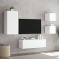 vidaXL 4-dielne TV nástenné skrinky s LED svetlami biele