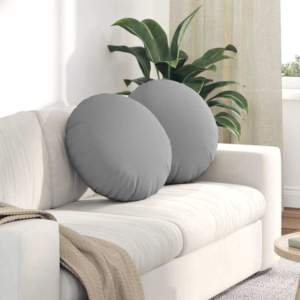 vidaXL Vankúše na sedenie 2 pcs Oblá šedá Ø50 x 19 cm látka