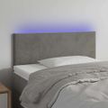 vidaXL Čelo postele s LED bledosivé 100x5x78/88 cm zamat