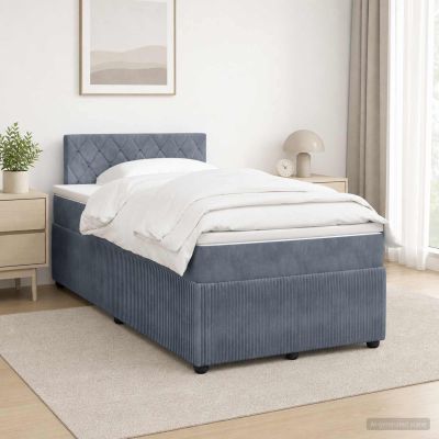 vidaXL Posteľ boxspring s matracom Tmavosivá 120 x 200 cm Zamat