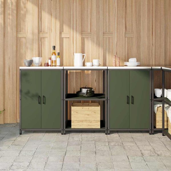 vidaXL Kuchynský úložný set HATTEM 3 pcs Olivovo zelená