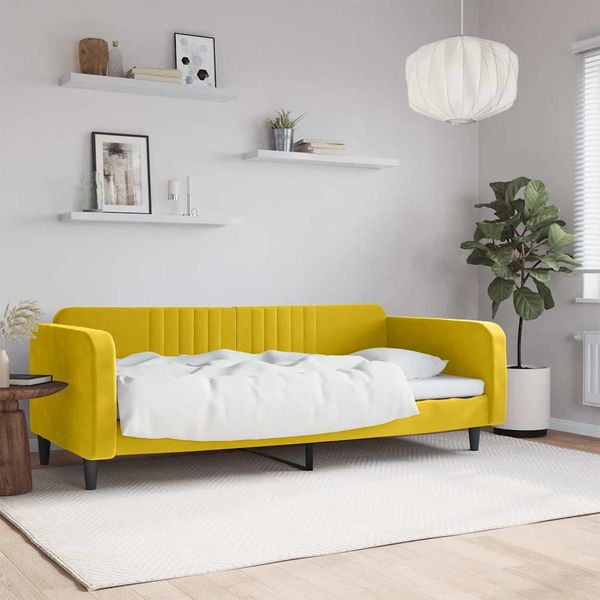 vidaXL Denná posteľ žltá 90x200 cm zamat
