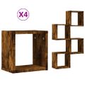 vidaXL Stenné police 4 ks Dymová dub 26 x 15 x 26 cm Kompozitné drevo