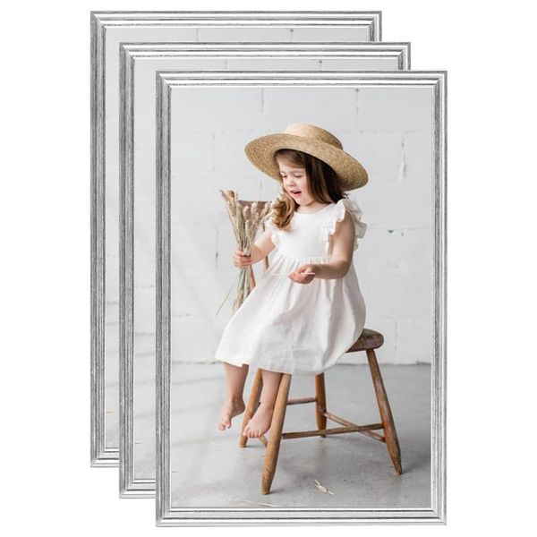 vidaXL Fotorámiky na stôl, koláž 3 ks, strieborné 10x15 cm, MDF