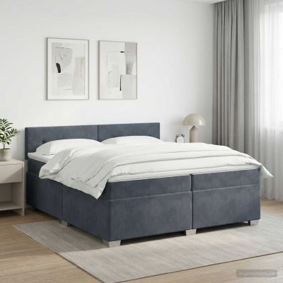 vidaXL Posteľ boxspring s matracom Tmavosivá 200 x 200 cm Zamat