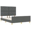 vidaXL Rám postele s čelnou doskou Tmavo šedá 140 x 190 cm látka