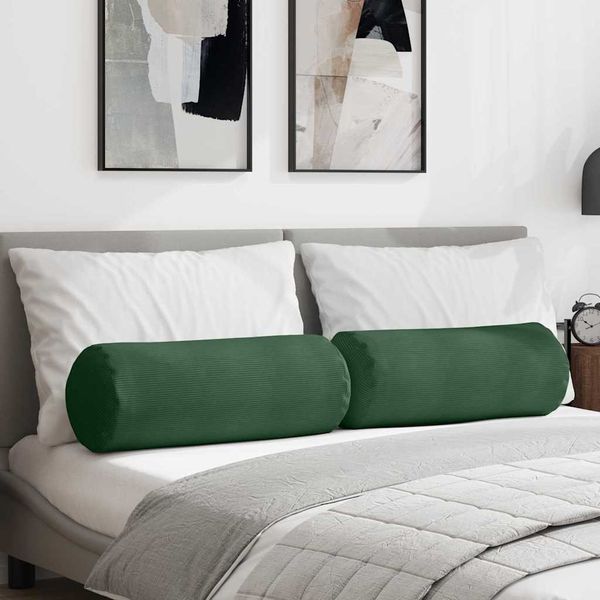 vidaXL Podložkové vankúše 2 pcs Tmavozelená Ø 25 x 70 cm