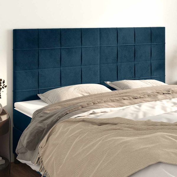 vidaXL Čelo postele tmavomodré 200x5x118/128 cm zamatové