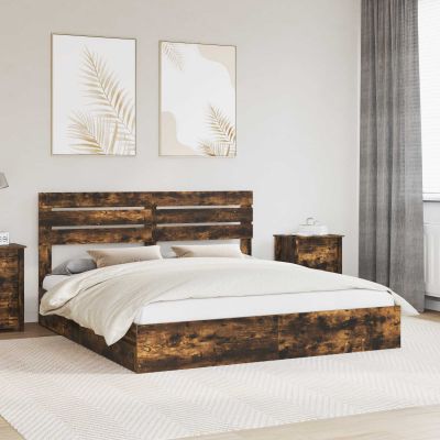 vidaXL Úložná posteľ Dymová dub 180 x 200 cm Kompozitné drevo