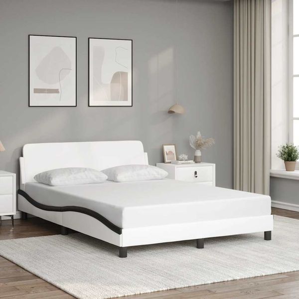 vidaXL Rám postele Dover bielo-čierny 140x200 cm umelá koža
