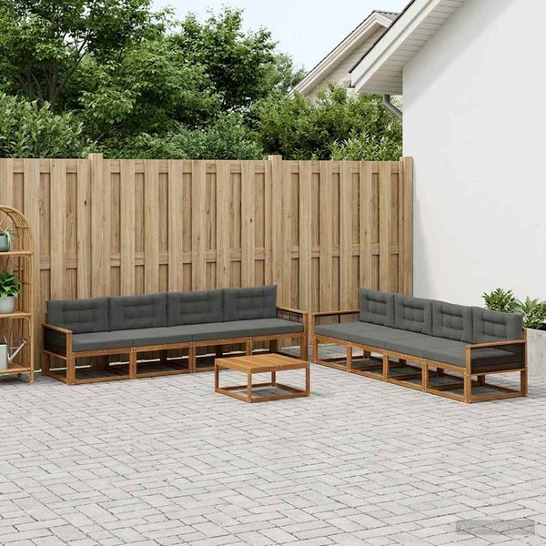 vidaXL Záhradná súprava gaučov s vankúšom 9 pcs Prírodná a antracitová