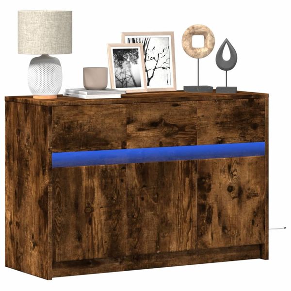 vidaXL TV stolík s LED dymový dub 91x34x61 cm kompozitné drevo