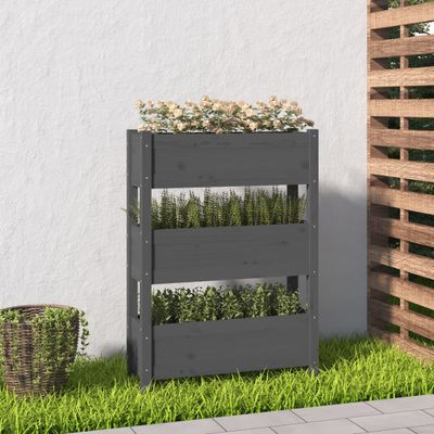 vidaXL Kvetináč sivý 77x25x104,5 cm borovicový masív
