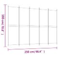 vidaXL 5-panelový paraván biely 250x180 cm látka