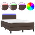 vidaXL Boxspring posteľ s matracom a LED hnedá 120x200 cm umelá koža
