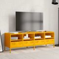 vidaXL TV skrinka horčicovožltá 135x39x43,5 cm oceľ