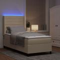 vidaXL LED box s pružinami s matracmi Krémová 90 x 200 cm látka