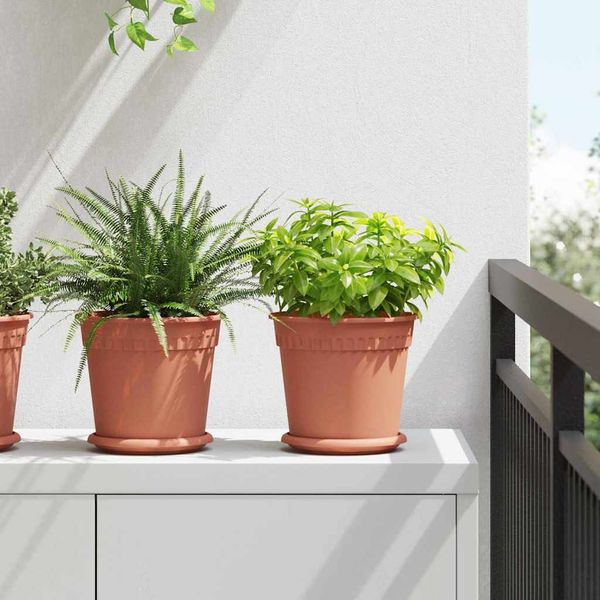 vidaXL Kvetináče 6 pcs Tehlovo červená Ø 19 x 16 cm Plast