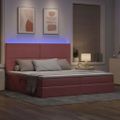 vidaXL LED úložná posteľ s matracom Ružová 200 x 200 cm Zamat