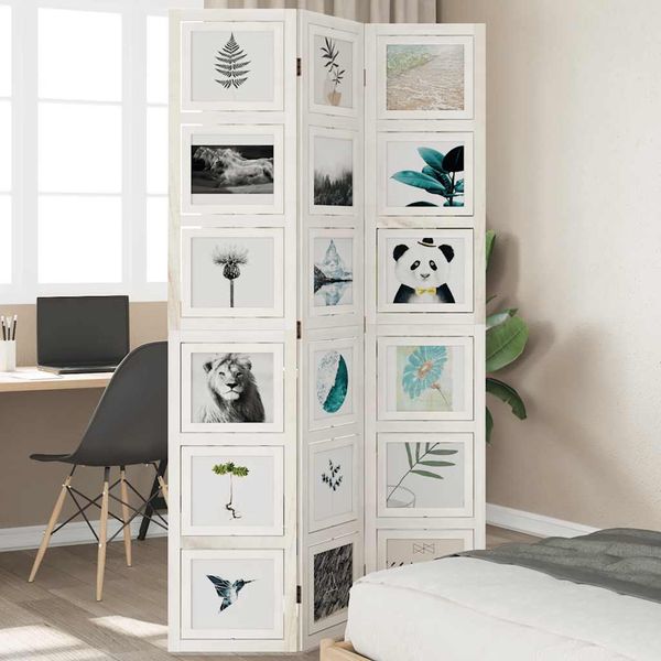 vidaXL Paraván 3 panely biely masívne drevo paulovnie