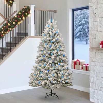 vidaXL Umelý vianočný stromček Zelená a biela 240 cm PVC a kov