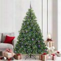 vidaXL Umelý vianočný stromček s 300 LED-i Zelená 210 cm PE a PVC