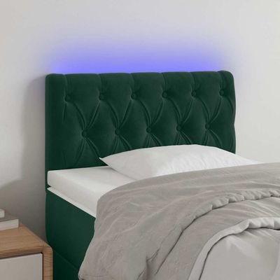 vidaXL Čelo postele s LED tmavozelené 80x7x78/88 cm zamat