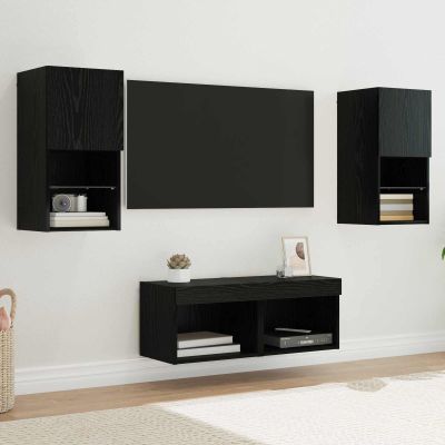 vidaXL TV Steny Skine Nástenný 4 pcs Čierny dub Kompozitné drevo