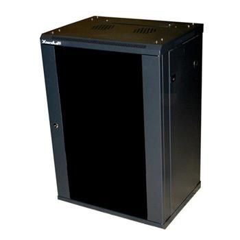 XtendLan 15U/600x450, na zeď, jednodílný, skleněné dveře Rozvadec, 19", na stenu, jednodílný, výška 15U, 600 x 450, sklenené dvere, kourové sklo, nosnost 60kg, cerný