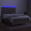 vidaXL Posteľ boxsping s matracom a LED sivohnedá 140x200 cm látka