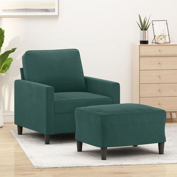 vidaXL Relaxačné kreslo s podnožkou tmavozelené 60 cm zamat
