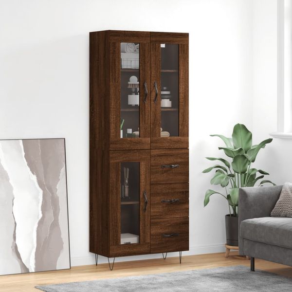 vidaXL Vysoká skrinka hnedý dub 69,5x34x180 cm spracované drevo